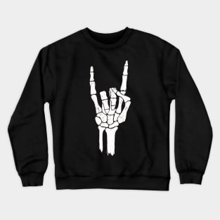 Skelteton Hand Rock Horns Devil Horns Metal Music Fan Crewneck Sweatshirt